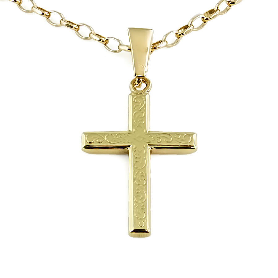 9ct gold 7.6g 22 inch Cross Pendant with chain